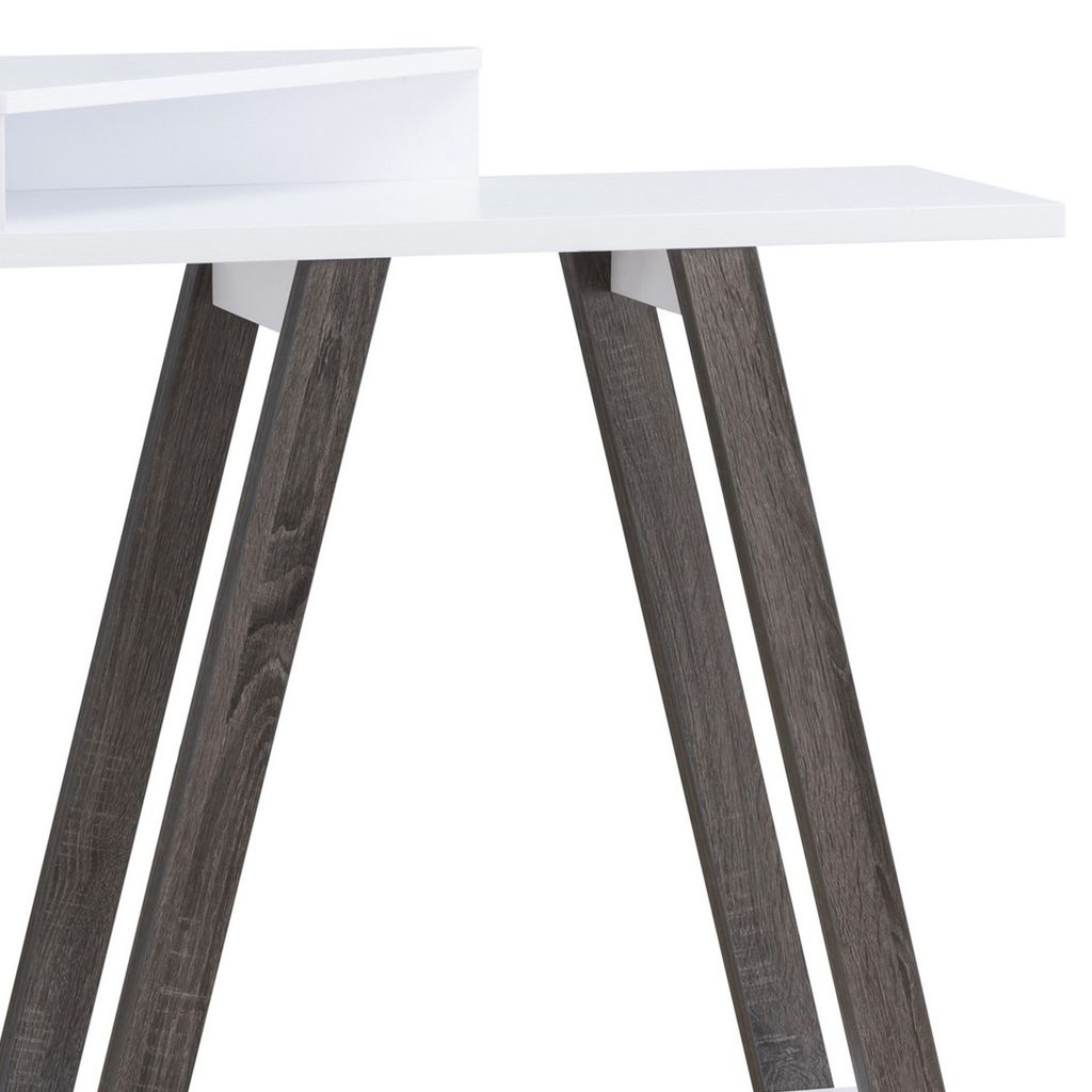 Baki 38 Inch Modern Wood Side Console Table, Corner Compartment, White - View 3