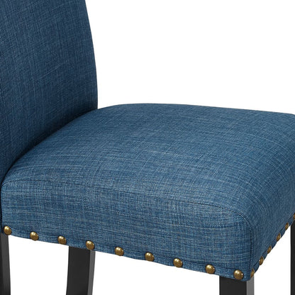 Bar Chair with Fabric Seat and Nailhead Trim, Set of 2, Blue - View 5