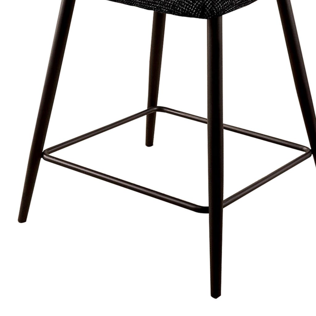 Fabric Counter Height Chairs with Angled Metal Legs, Set of 2, Black - View 4