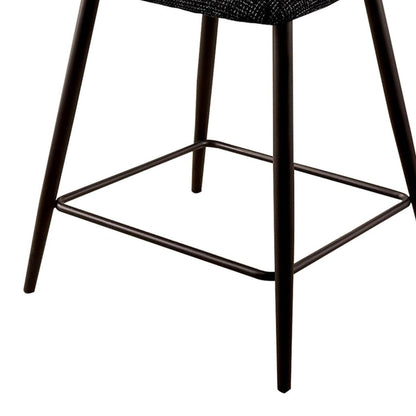 Fabric Counter Height Chairs with Angled Metal Legs, Set of 2, Black - View 4