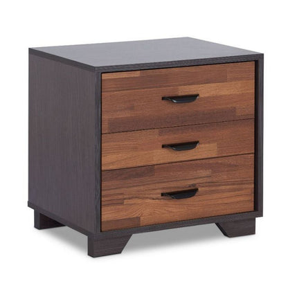 Rectangular 3 Drawers Wood Nightstand By Eloy, Brown - View 7