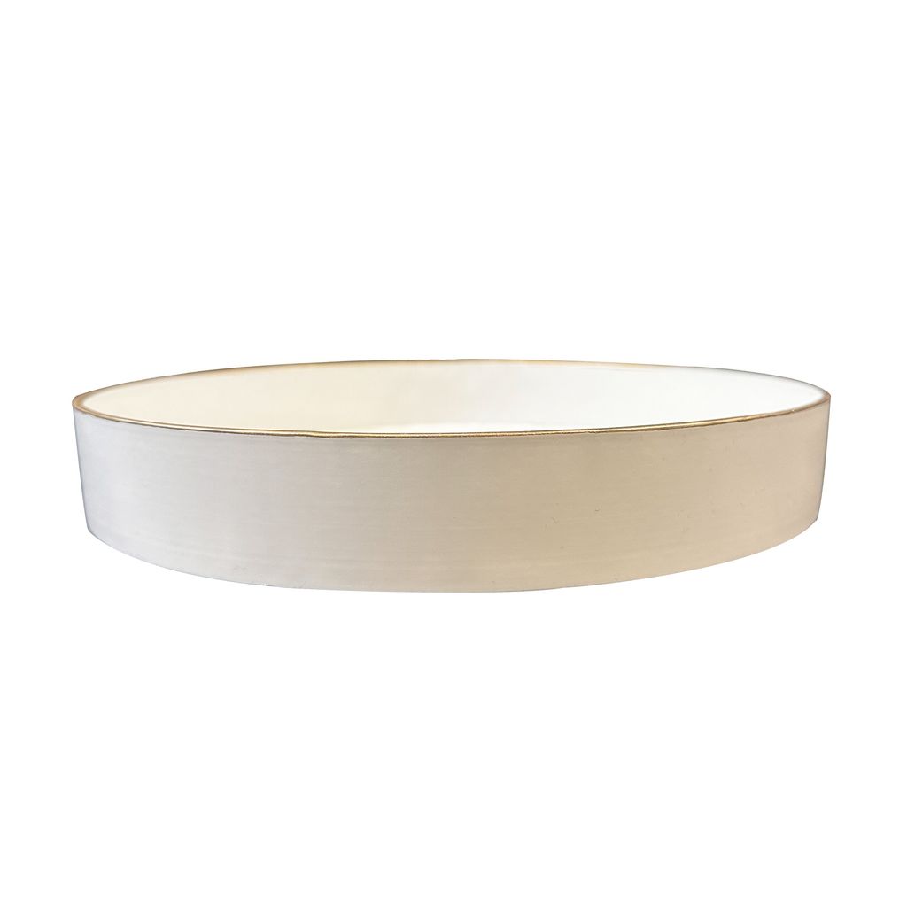 Mimosa Plastic Round Tray, Gold Accented Trims, Glossy White - View 5