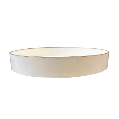 Mimosa Plastic Round Tray, Gold Accented Trims, Glossy White - View 5