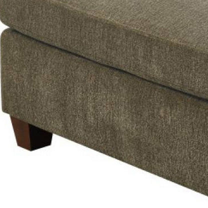 37 Inches Fabric Upholstered Wooden Ottoman, Taupe Brown - View 2