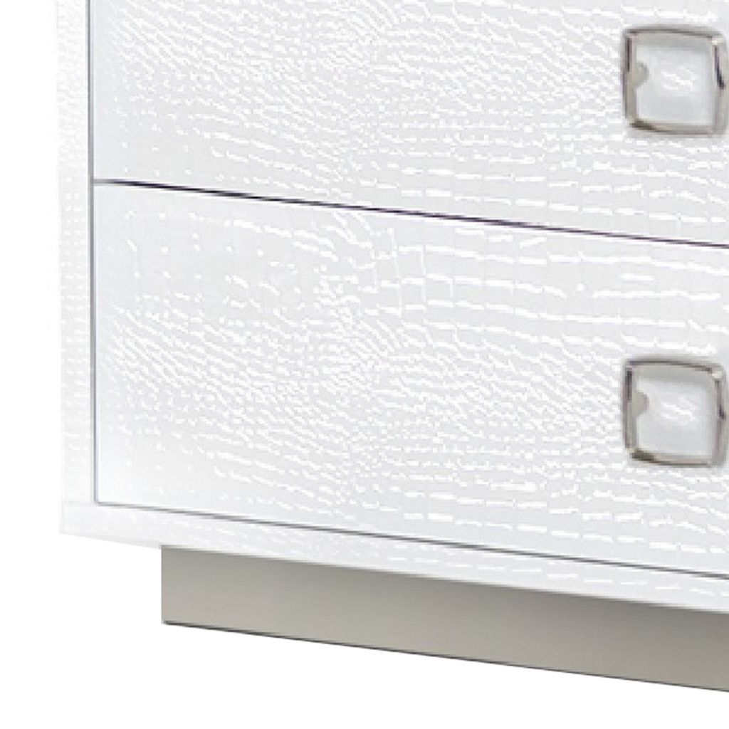 Hart 32 Inch Modern Nightstand, 2 Drawers, Textured Lacquer Finish, White - View 4