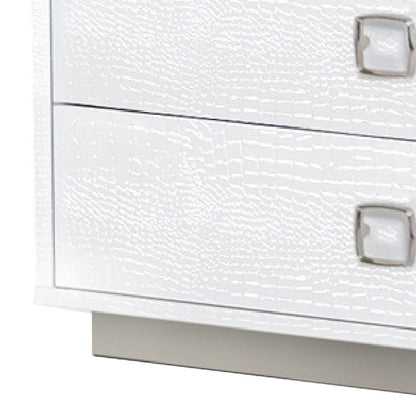 Hart 32 Inch Modern Nightstand, 2 Drawers, Textured Lacquer Finish, White - View 4