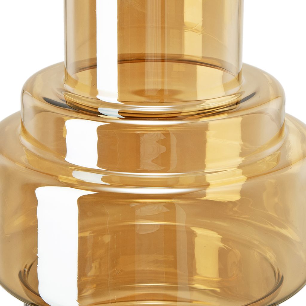 Alma 14 Inch Modern Vase, Geometric Design, Amber Luster Glass Frame - View 2