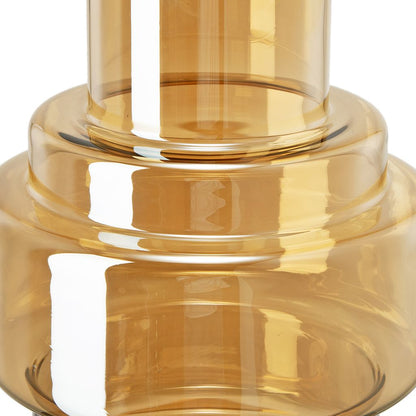Alma 14 Inch Modern Vase, Geometric Design, Amber Luster Glass Frame - View 2