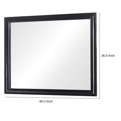 47 Inch Wood Mirror, Landscape Frame, Classic, Black - View 5