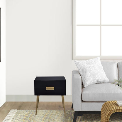Denvor Square End Table with Drawers, Black & Gold - View 7