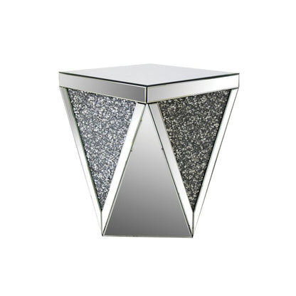 End Table with Square Mirrored Top, Clear - View 3
