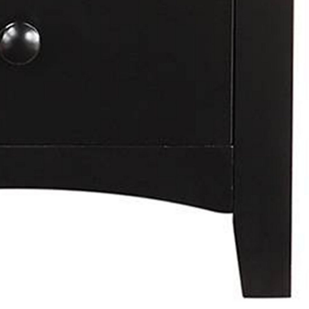 Pine Wood Night Stand With 2 Drawers, Black - View 5