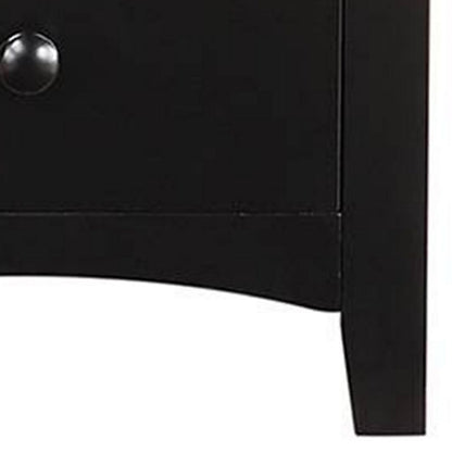 Pine Wood Night Stand With 2 Drawers, Black - View 5
