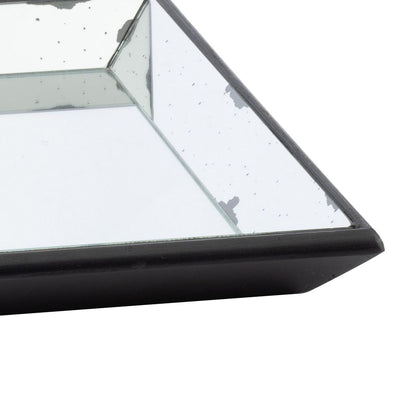 24 Inch Square Decorative Tray with Mirrored Surface, Modern Style, Black - View 4