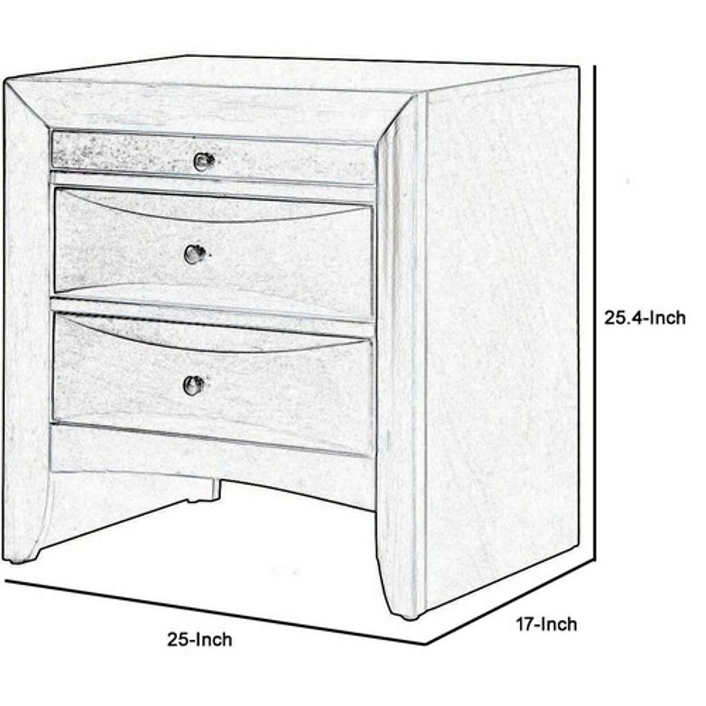Wooden Nightstand with Two Drawers and Pull Out Tray, Brown - View 5