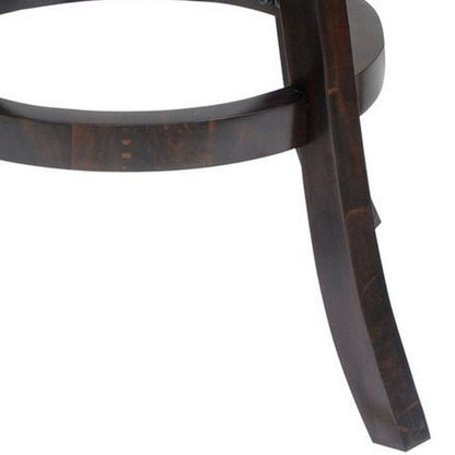 24 Inches Swivel Wooden Frame Counter Stool with Padded Back, Dark Brown - View 2