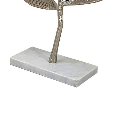 28, 23 Inch Set of 2 Metal Statuettess, Decorative Accent Olive Tree, White - View 4