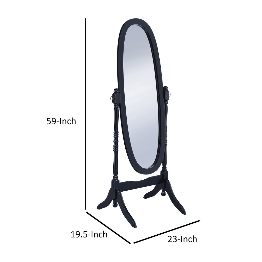 Aesthetically Charmed Oval Shaped Cheval Mirror, Black - View 6