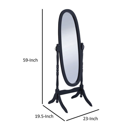 Aesthetically Charmed Oval Shaped Cheval Mirror, Black - View 6