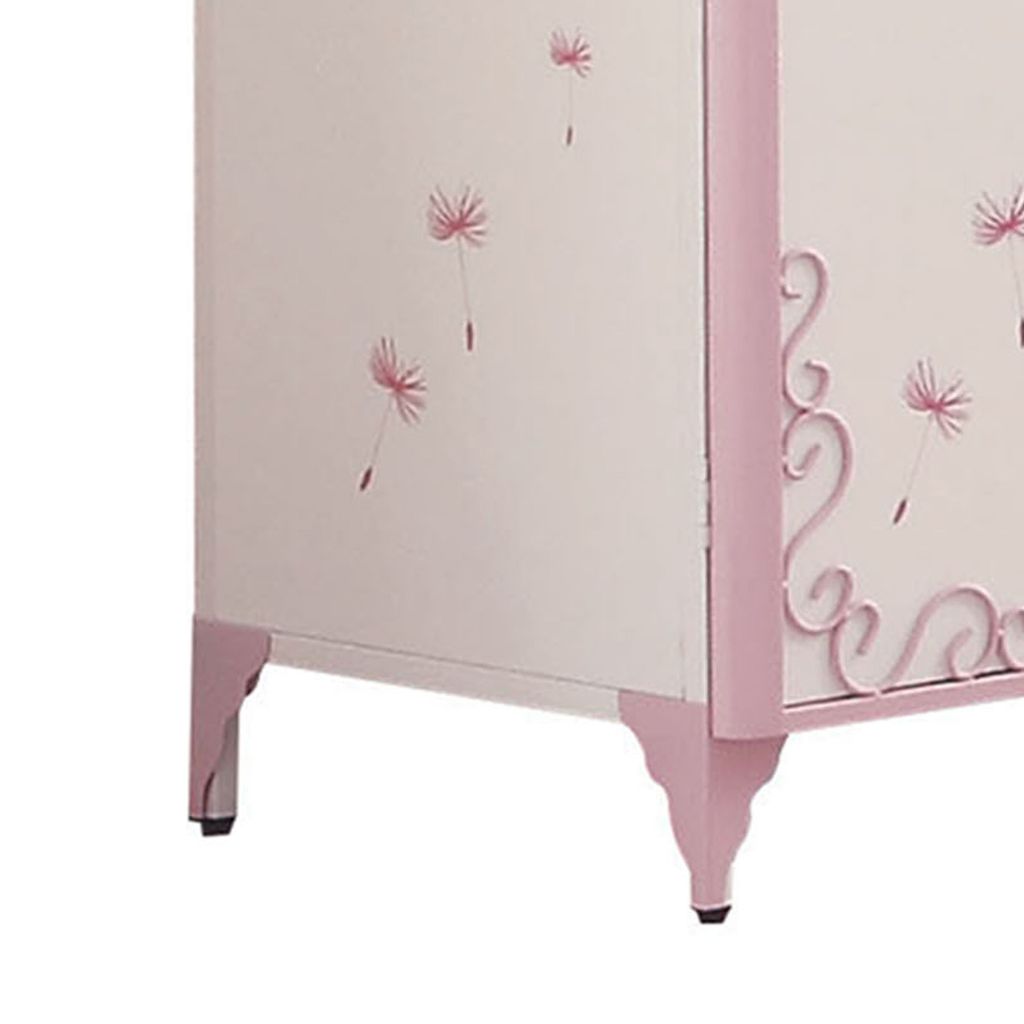 Metal Armoire with Butterfly Handle and Dandelions, White and Purple - View 2
