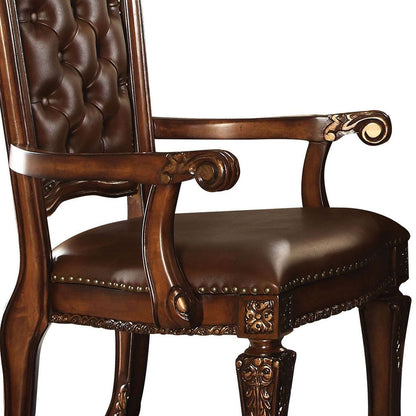Leather Upholstered Arm Chair in Cherry Brown - View 4