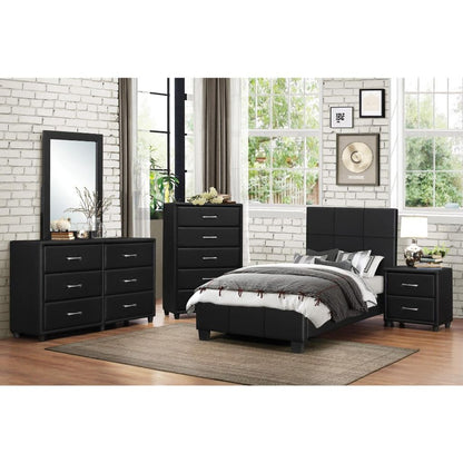 6 Drawer Dresser In Wood And PVC, Black - View 2