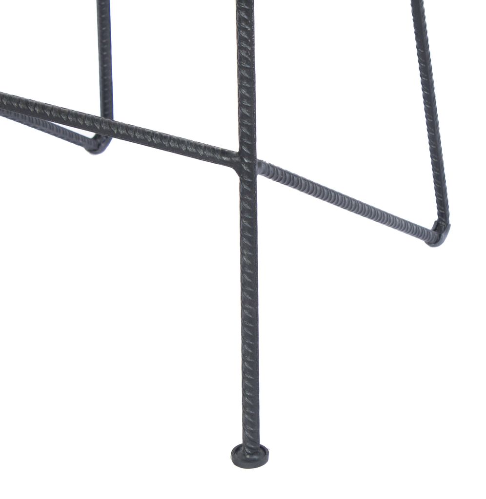 Jael 28 Inch Bar Stool with Mango Wood Saddle Seat, Iron Rod Legs, Brown and Black - View 6
