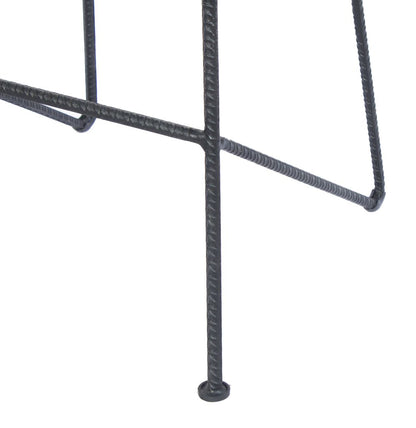 Jael 28 Inch Bar Stool with Mango Wood Saddle Seat, Iron Rod Legs, Brown and Black - View 6
