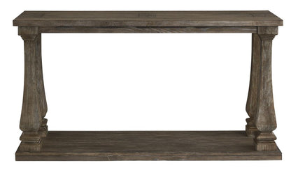 Rectangular Wooden Sofa Table with Square Baluster Legs, Gray - View 2