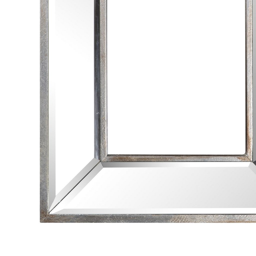 Toby 12 x 18 Inch Wall Mount Accent Mirror, Antique Silver Wood Frame - View 4