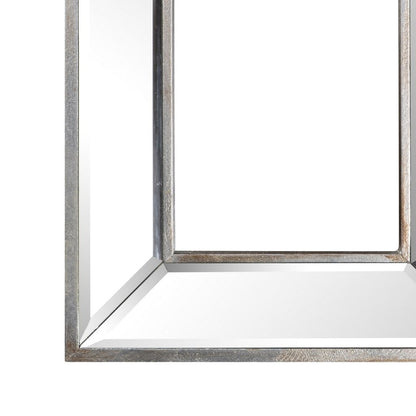 Toby 12 x 18 Inch Wall Mount Accent Mirror, Antique Silver Wood Frame - View 4