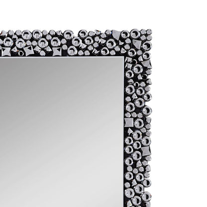 Wooden Backing Wall Decor with Faux Crystals Inlaid Border, Black and Clear - View 3