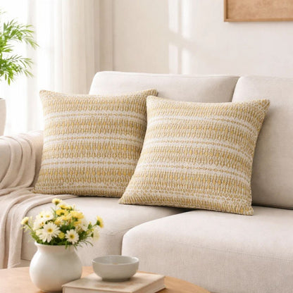 Contemporary Style Simple Traditionally Designed Set of 2 Throw Pillows, Yellow - View 7