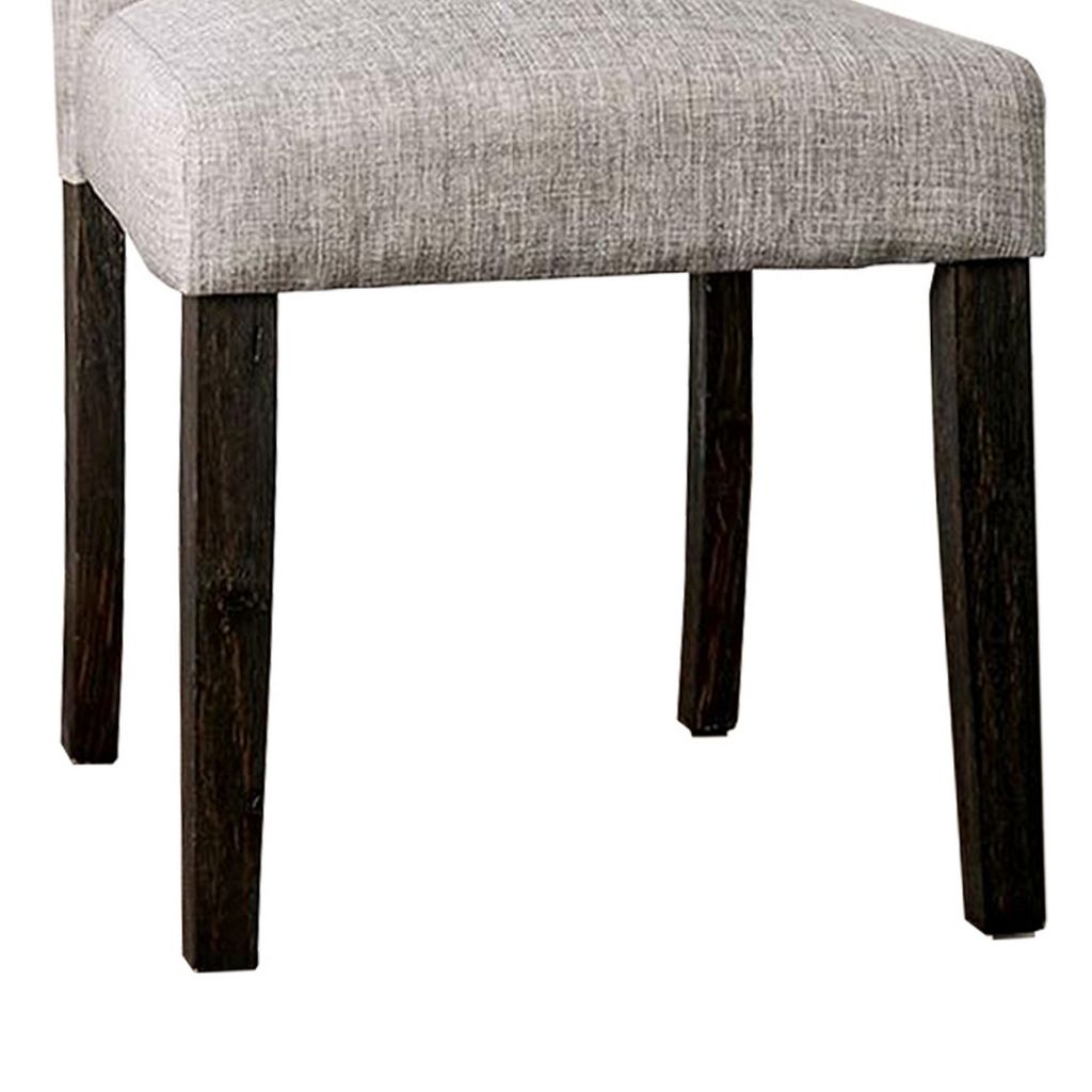 Side Chair with Button Tufted Backrest, Set of 2, Gray - View 4