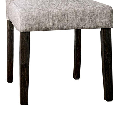 Side Chair with Button Tufted Backrest, Set of 2, Gray - View 4
