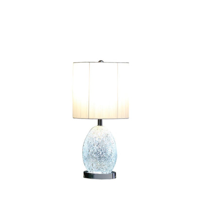 20 Inch Glass Table Lamp, 9W LED, 3 Way Switch, Egg Shape, Silver - View 2