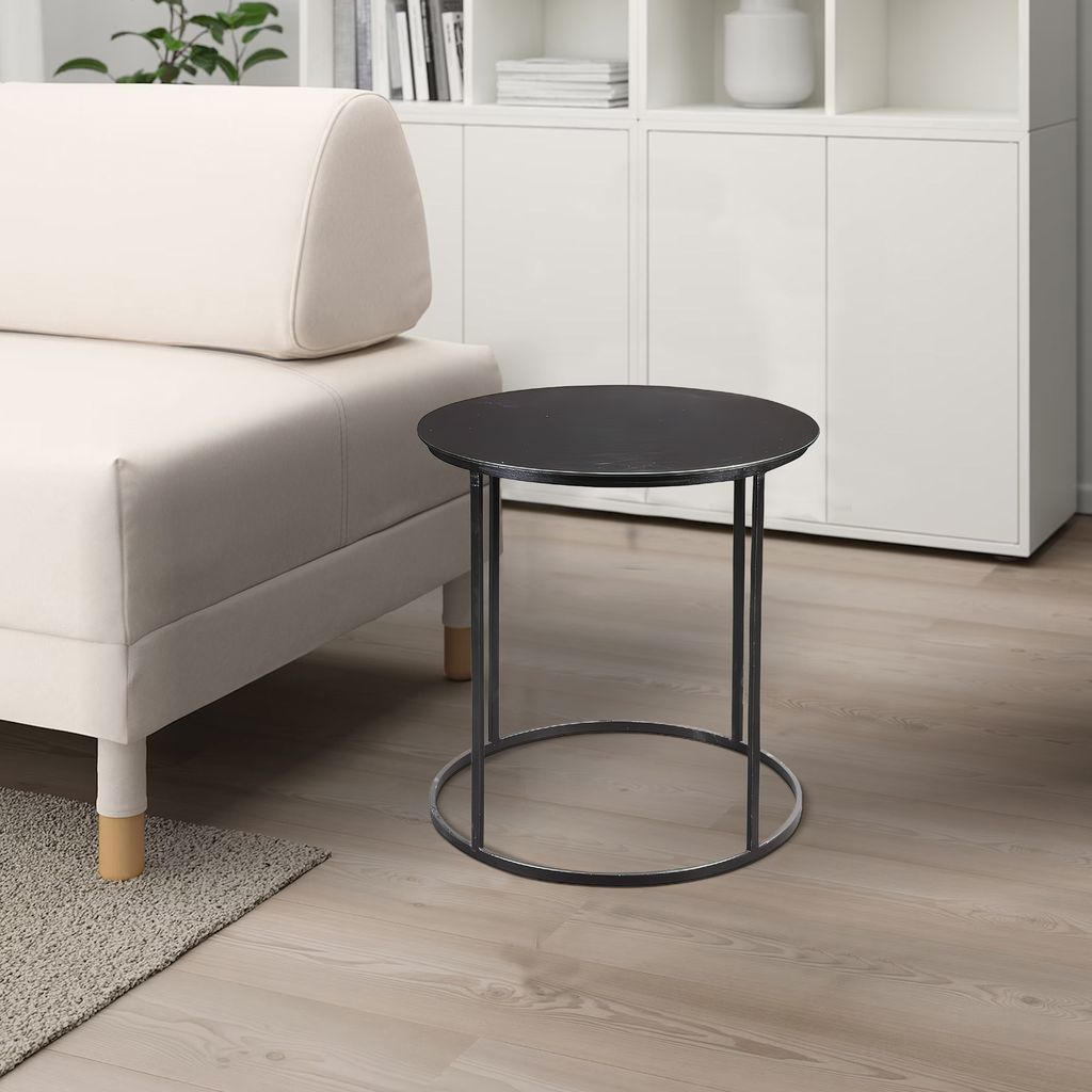Round Metal Frame Side Table with Tubular Legs, Black - View 6