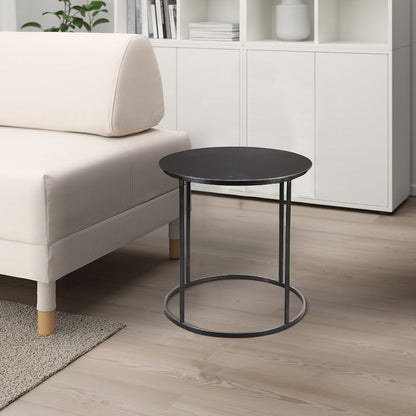 Round Metal Frame Side Table with Tubular Legs, Black - View 6