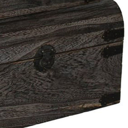 Wooden Lift Top Storage Box with Grain Details, Set of 3, Gray - View 4