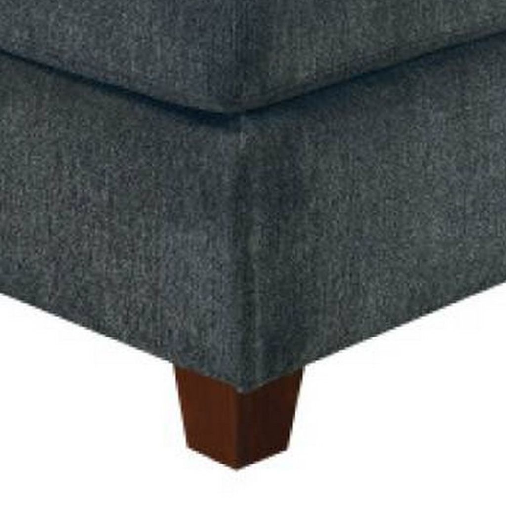 37 Inches Fabric Upholstered Wooden Ottoman, Gray - View 3