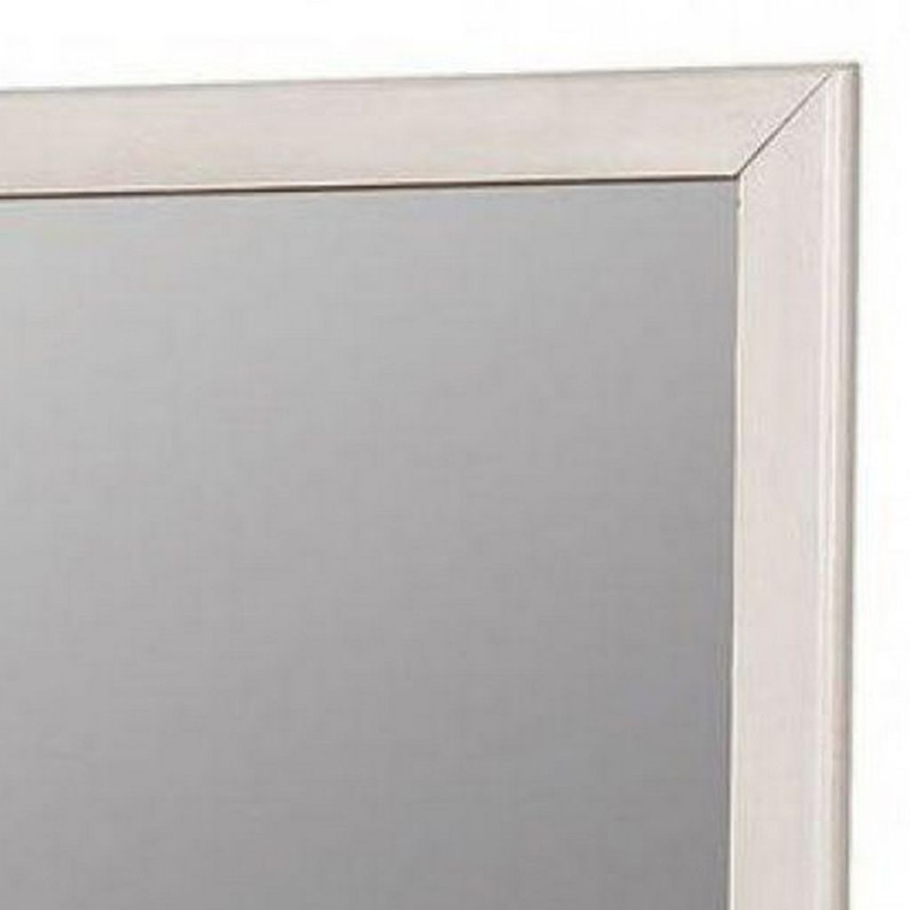 32 Inch Transitional Style Wooden Frame Mirror, White - View 3