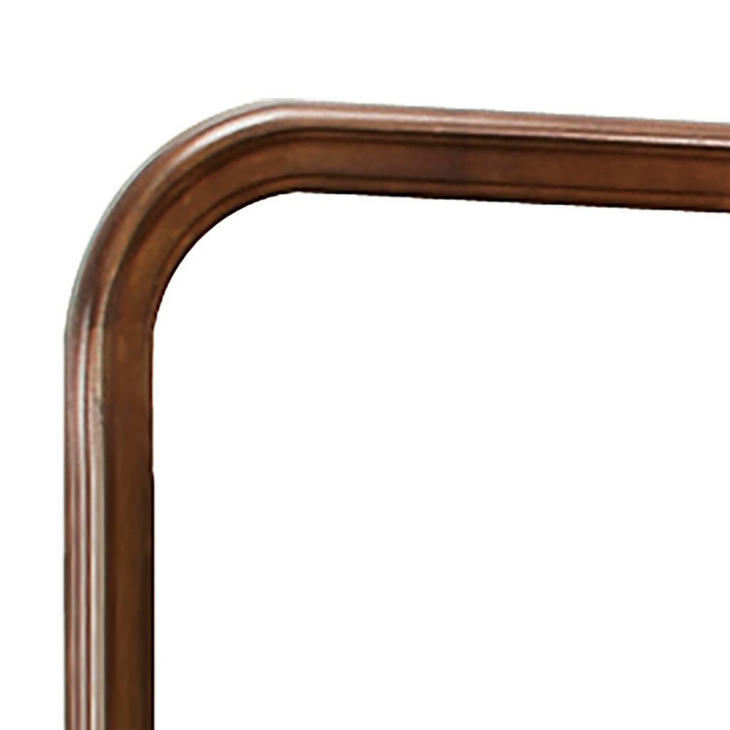 Arched Molded Design Wooden Frame Mirror, Cherry Brown and Silver - View 2
