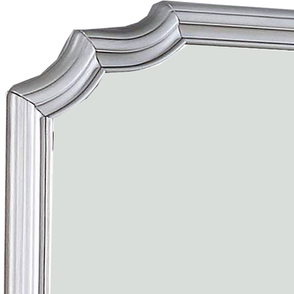 Mirror with Scooped Corner and Molded Detail, Silver - View 5