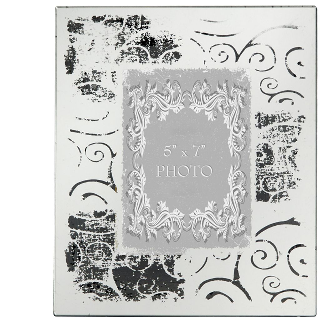 Modern Etched Wooden Photo Frames, Large, Set of 4, Silver - View 2