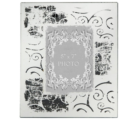 Modern Etched Wooden Photo Frames, Large, Set of 4, Silver - View 2