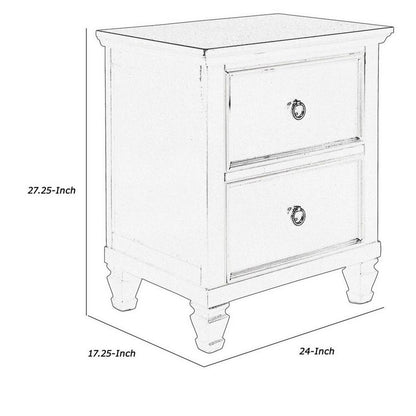 Umi 2 Drawer Wooden nightstand with Tapered Legs and Metal Rings, Black - View 6