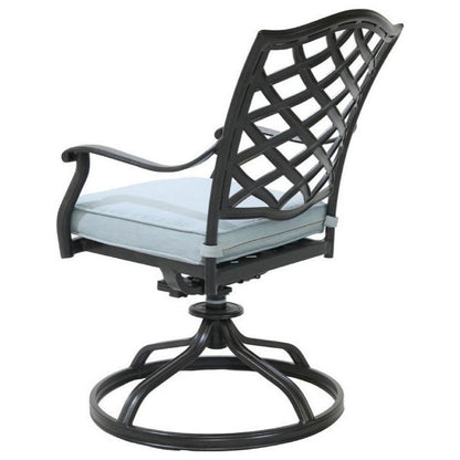Wynn Outdoor Metal Dining Swivel Chair, Set of 2, Light Blue - View 6