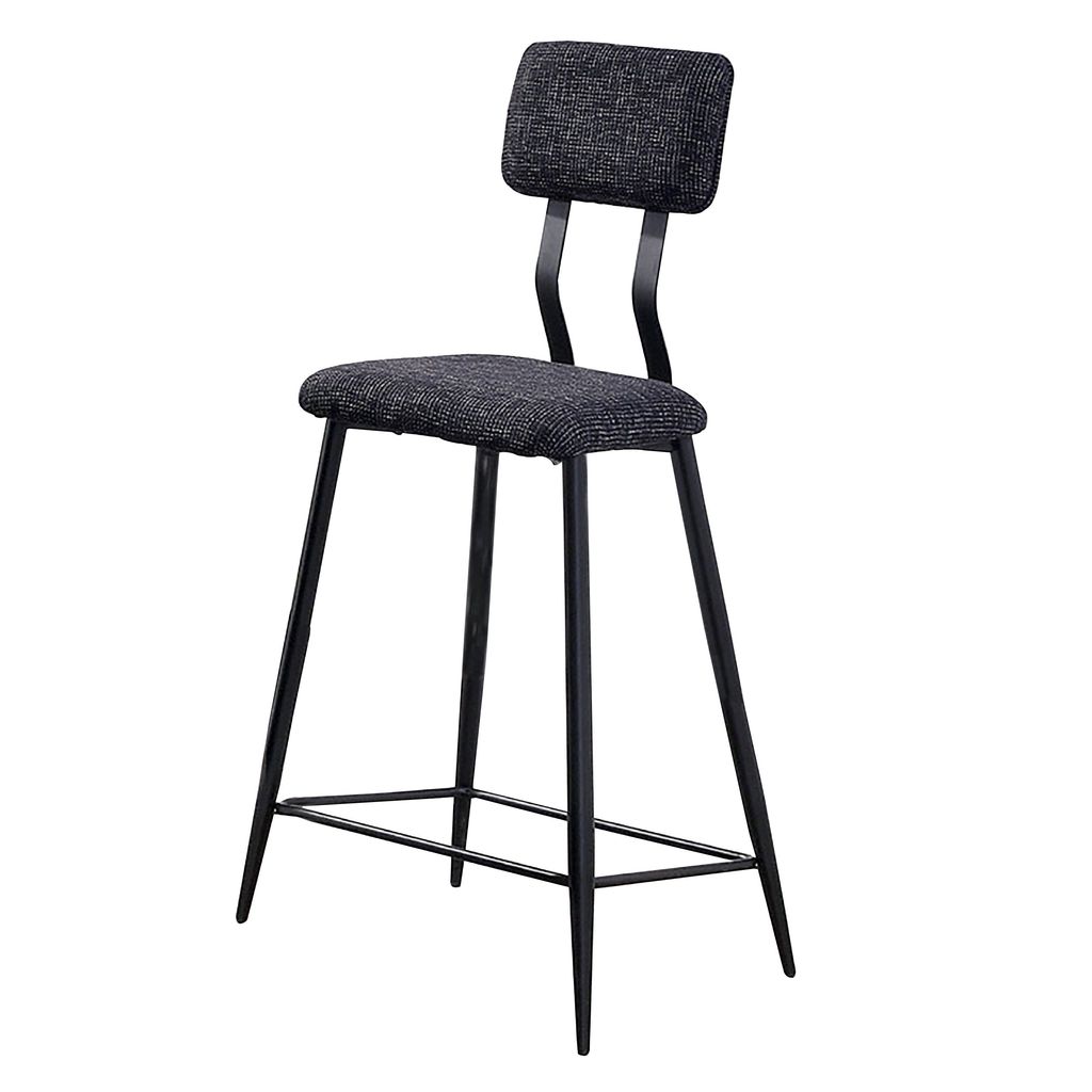 30 Inch Bar Height Chair, Padded Seating, Metal Legs, Black - View 3