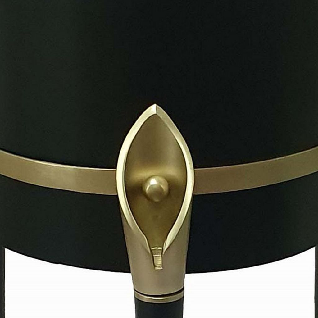 22 Inch Planter on Stand, Lily Design, Modern, Iron Legs, Brass, Black - View 4