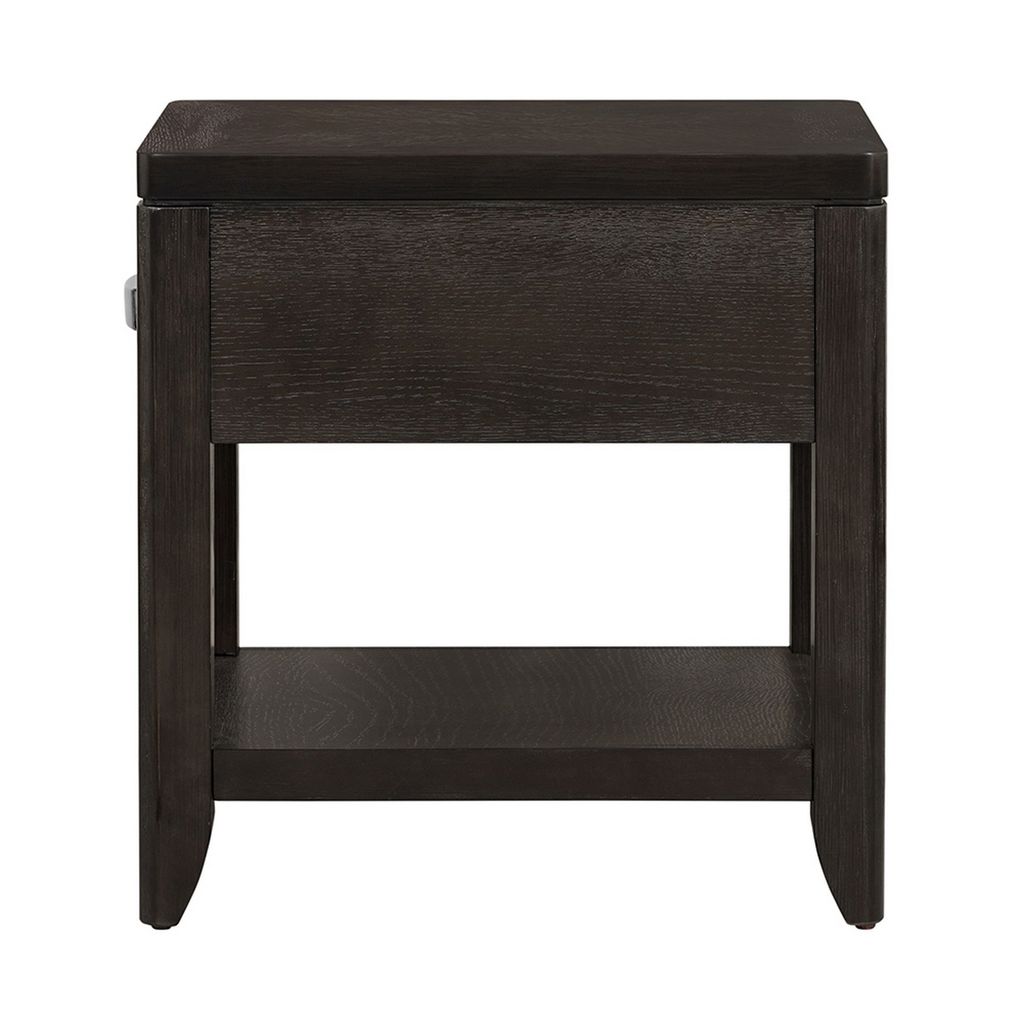 Joni 25 Inch Side End Table, 1 Drawer and Shelf, Espresso Brown Acacia Wood - View 3